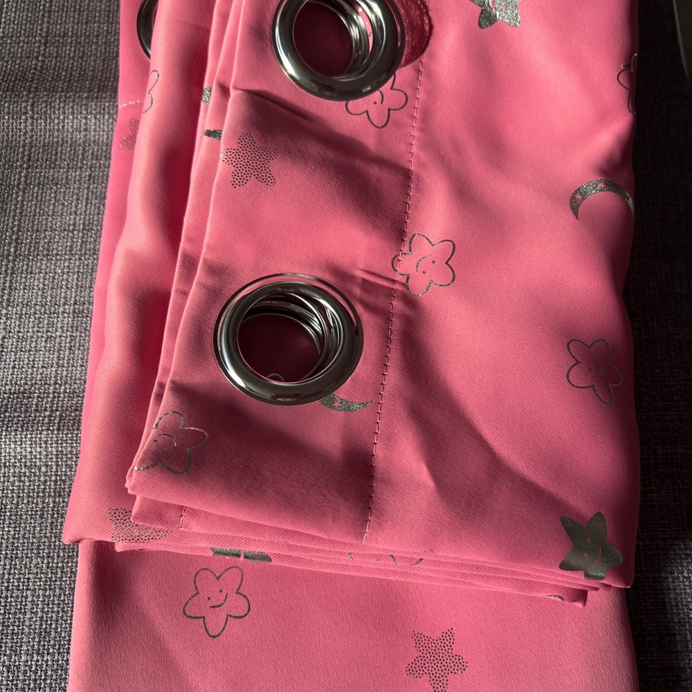 NEW!!! Black out Pink Curtain with Star and moon Design